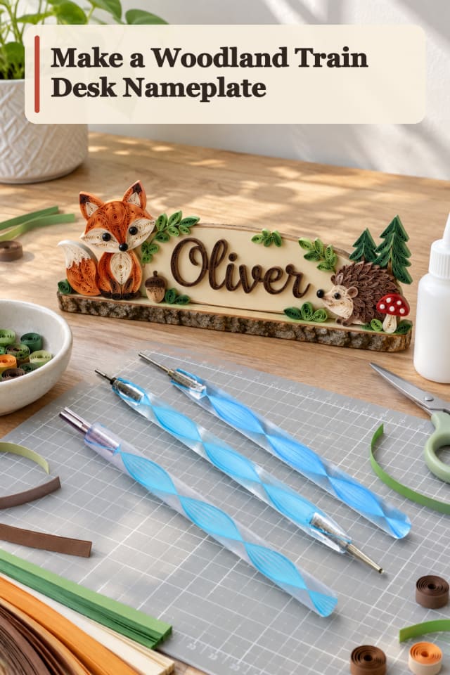 Woodland Train Desk Nameplate — Paper Quilling Project Inspiration maker-lifestyle pin