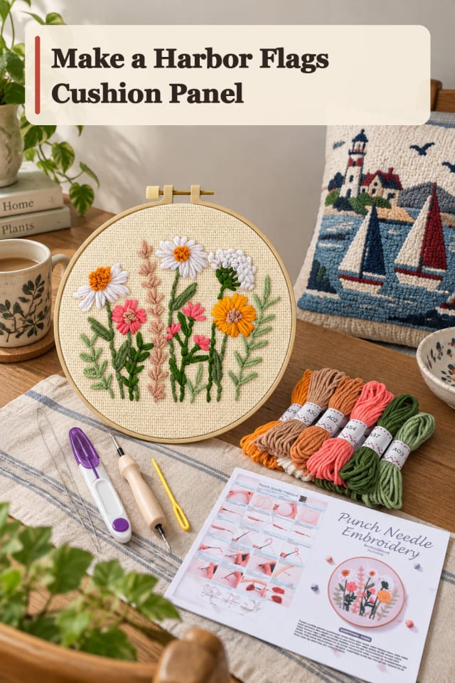 Harbor Flags Cushion Panel — Punch Needle Project Inspiration maker-lifestyle pin