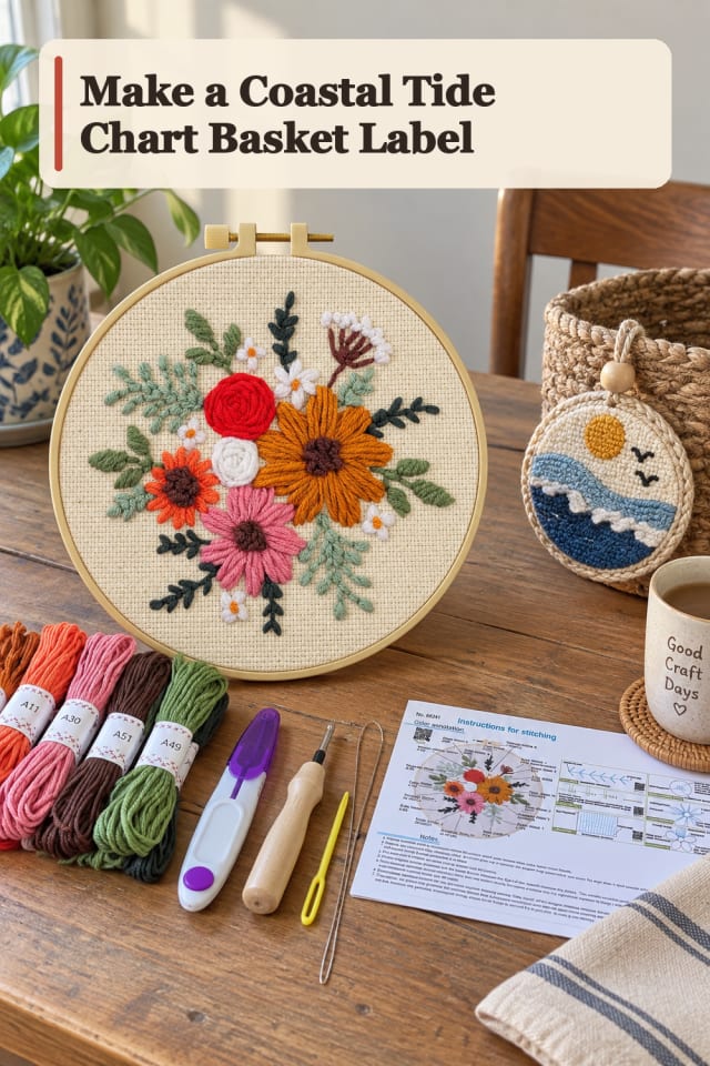 Coastal Tide Chart Basket Label — Punch Needle Project Inspiration maker-lifestyle pin