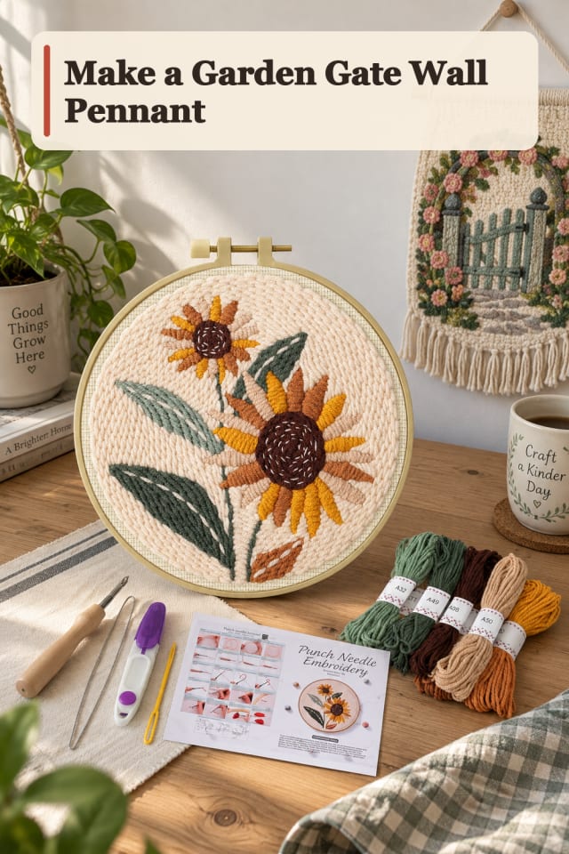 Garden Gate Wall Pennant — Punch Needle Project Inspiration maker-lifestyle pin