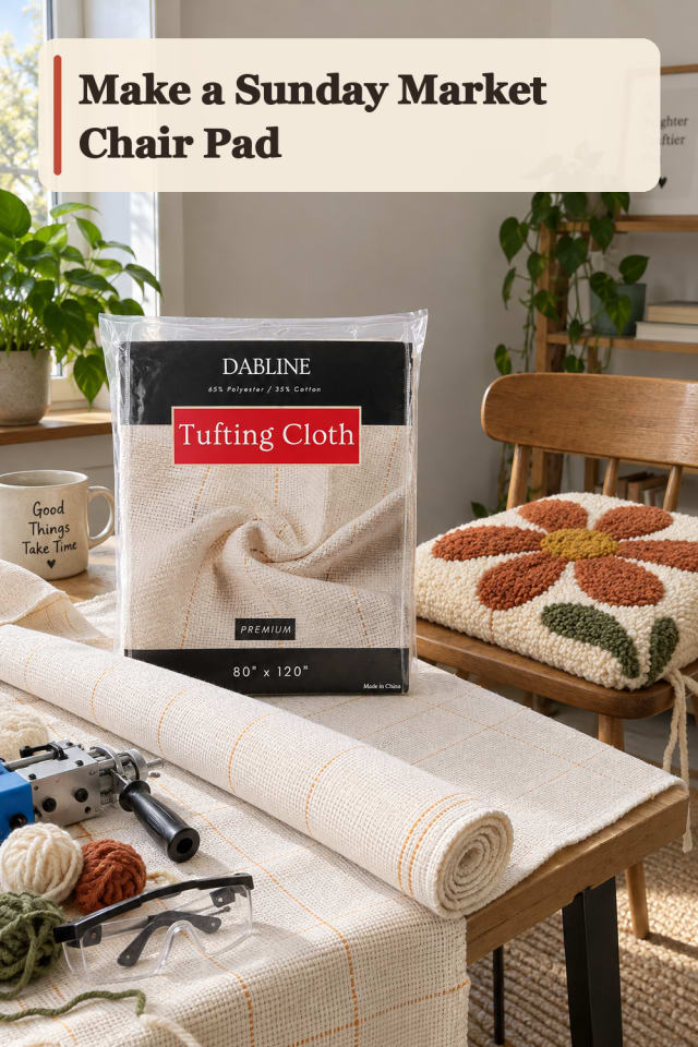 Sunday Market Chair Pad — Rug Hooking Project Inspiration maker-lifestyle pin