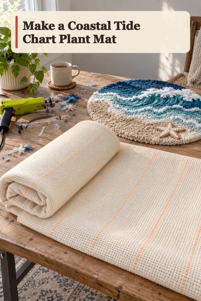 Coastal Tide Chart Plant Mat — Rug Hooking Project Inspiration maker-lifestyle pin