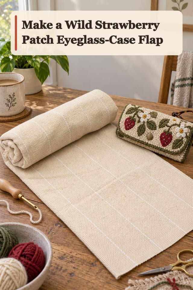 Wild Strawberry Patch Eyeglass Case Flap — Punch Needle Project Inspiration maker-lifestyle pin
