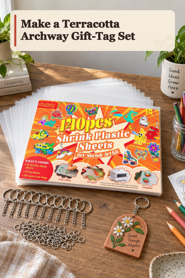 Terracotta Archway Gift Tag Set — Shrink Plastic Project Inspiration maker-lifestyle pin