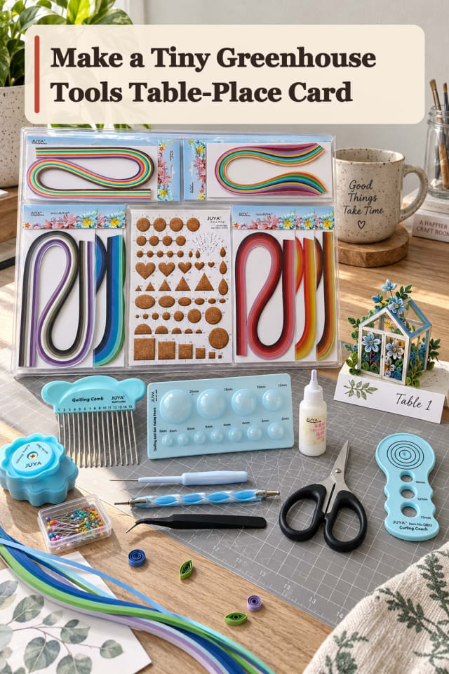 Tiny Greenhouse Tools Table Place Card — Paper Quilling Project Inspiration maker-lifestyle pin