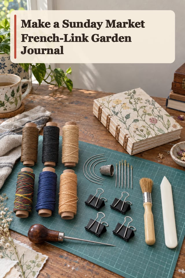 Sunday Market French Link Garden Journal — Bookbinding Project Inspiration maker-lifestyle pin