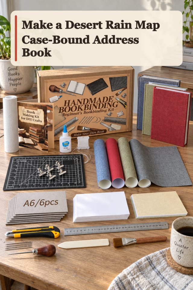 Desert Rain Map Case Bound Address Book — Bookbinding Project Inspiration maker-lifestyle pin