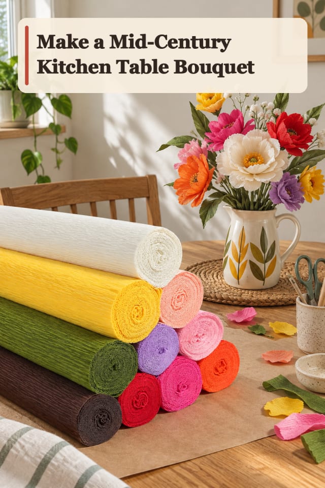 Mid Century Kitchen Table Bouquet — Paper Flowers Project Inspiration maker-lifestyle pin