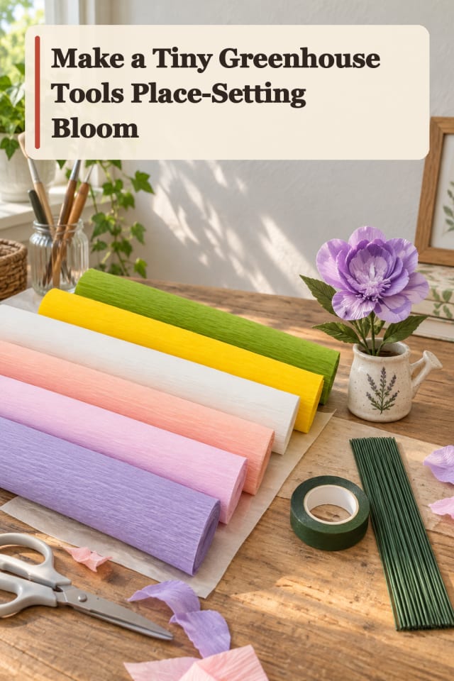 Tiny Greenhouse Tools Place Setting Bloom — Paper Flowers Project Inspiration maker-lifestyle pin