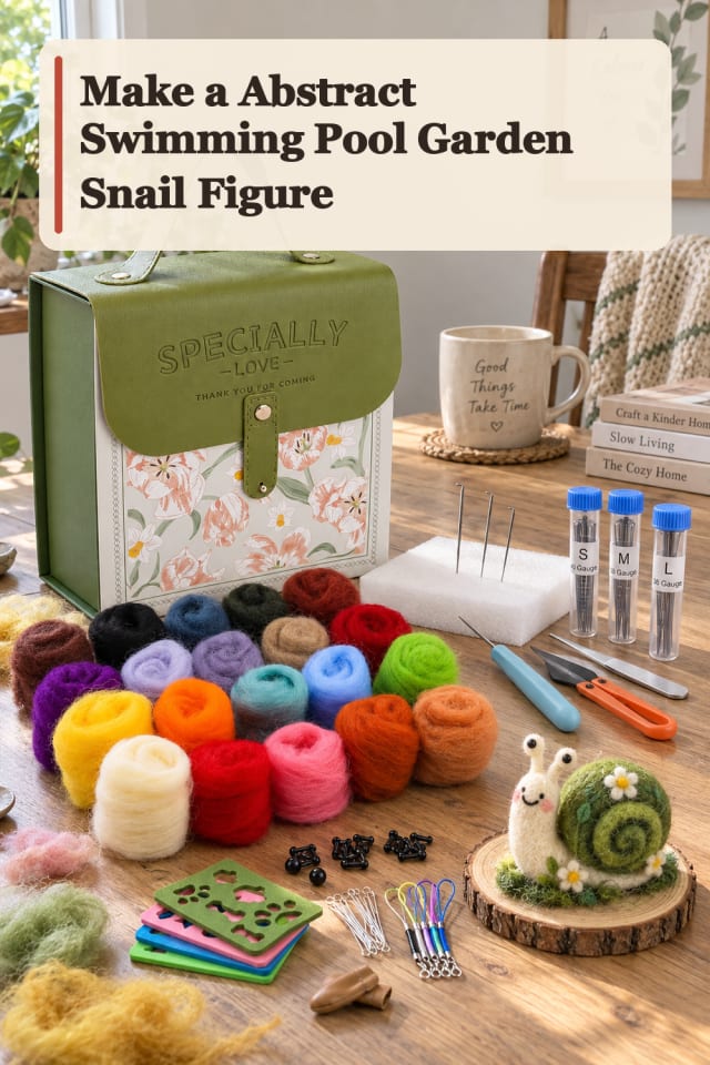 Abstract Swimming Pool Garden Snail Figure — Needle Felting Project Inspiration maker-lifestyle pin