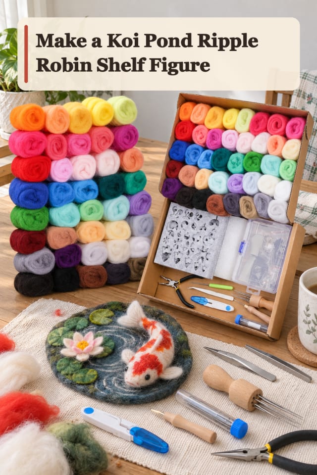 Koi Pond Ripple Robin Shelf Figure — Needle Felting Project Inspiration maker-lifestyle pin