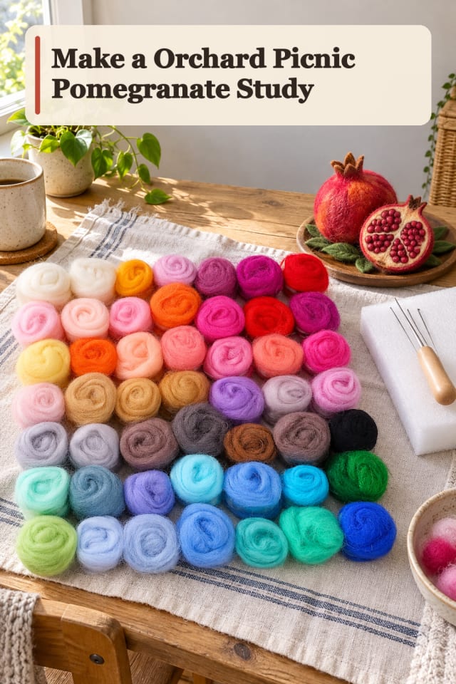 Orchard Picnic Pomegranate Study — Needle Felting Project Inspiration maker-lifestyle pin