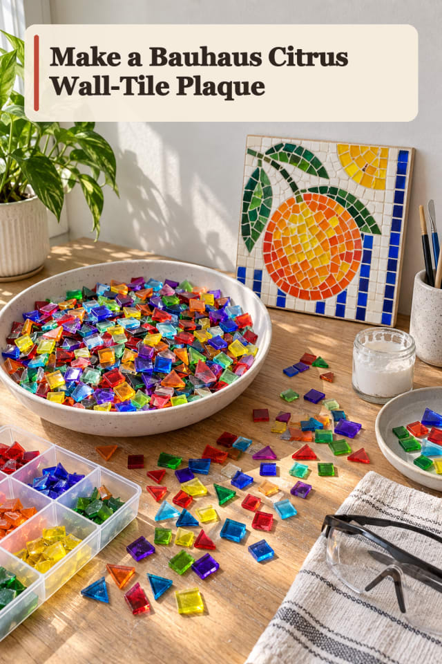 Bauhaus Citrus Wall Tile Plaque — Mosaic Project Inspiration maker-lifestyle pin