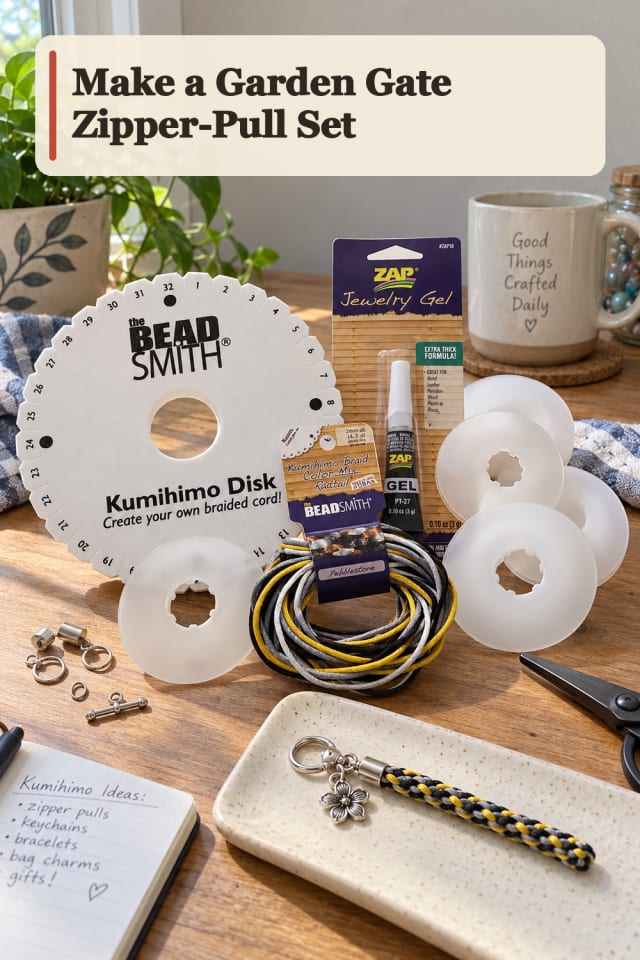 Garden Gate Zipper Pull Set — Kumihimo Project Inspiration maker-lifestyle pin