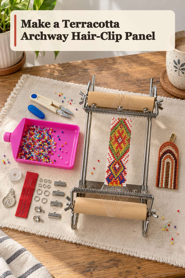 Terracotta Archway Hair Clip Panel — Bead Loom Project Inspiration maker-lifestyle pin