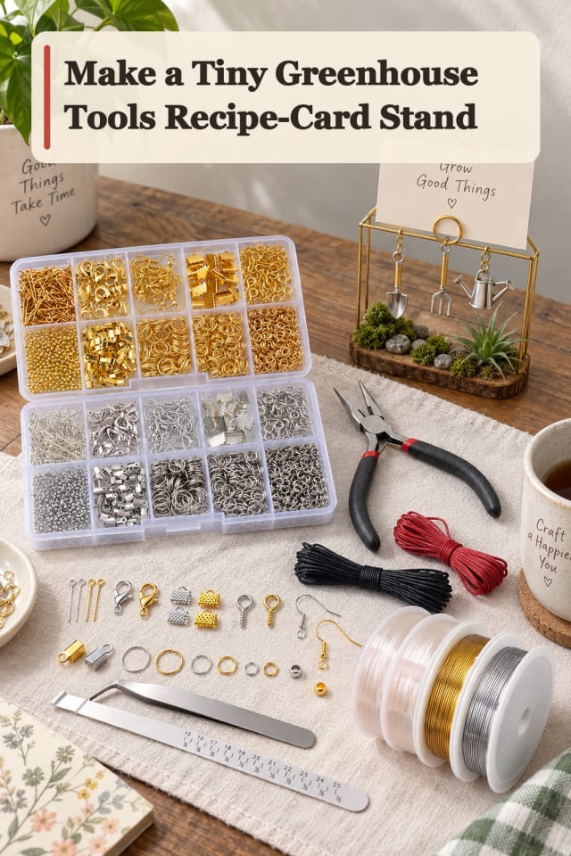 Tiny Greenhouse Tools Recipe Card Stand — Wire Art Project Inspiration maker-lifestyle pin