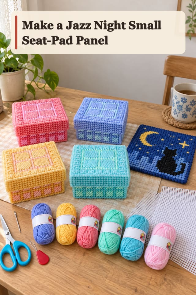 Jazz Night Small Seat Pad Panel — Needlepoint Project Inspiration maker-lifestyle pin