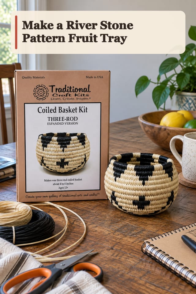 River Stone Pattern Fruit Tray — Basket Weaving Project Inspiration maker-lifestyle pin