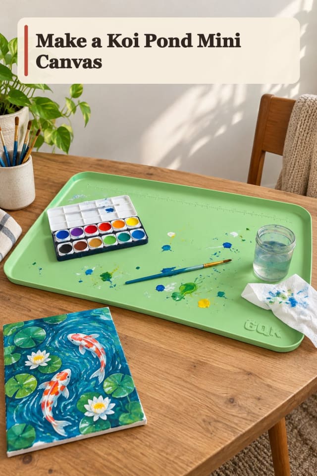 Koi Pond Mini Canvas With Acrylic Pouring Supplies maker-lifestyle pin