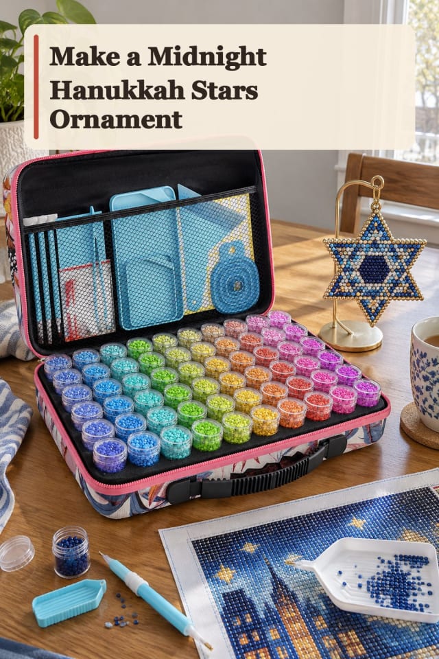 Midnight Hanukkah Stars Ornament With Diamond Painting Supplies maker-lifestyle pin