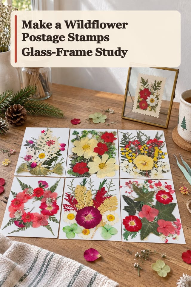 Wildflower Postage Stamps Glass Frame Study With Dried Floral Supplies maker-lifestyle pin