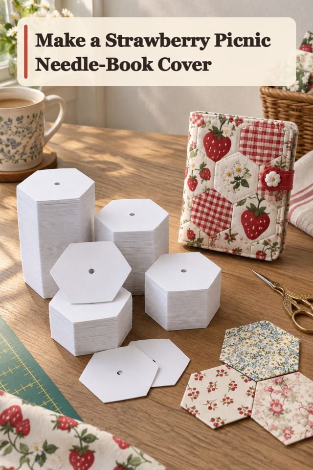 Strawberry Picnic Needle Book Cover With English Paper Piecing Supplies maker-lifestyle pin