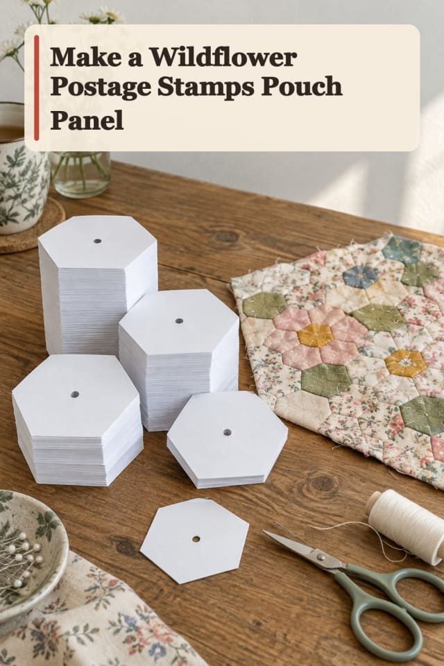 Wildflower Postage Stamps Pouch Panel With English Paper Piecing Supplies maker-lifestyle pin