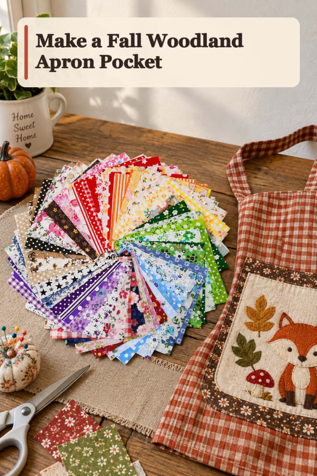 Fall Woodland Apron Pocket With Fabric Collage Supplies maker-lifestyle pin