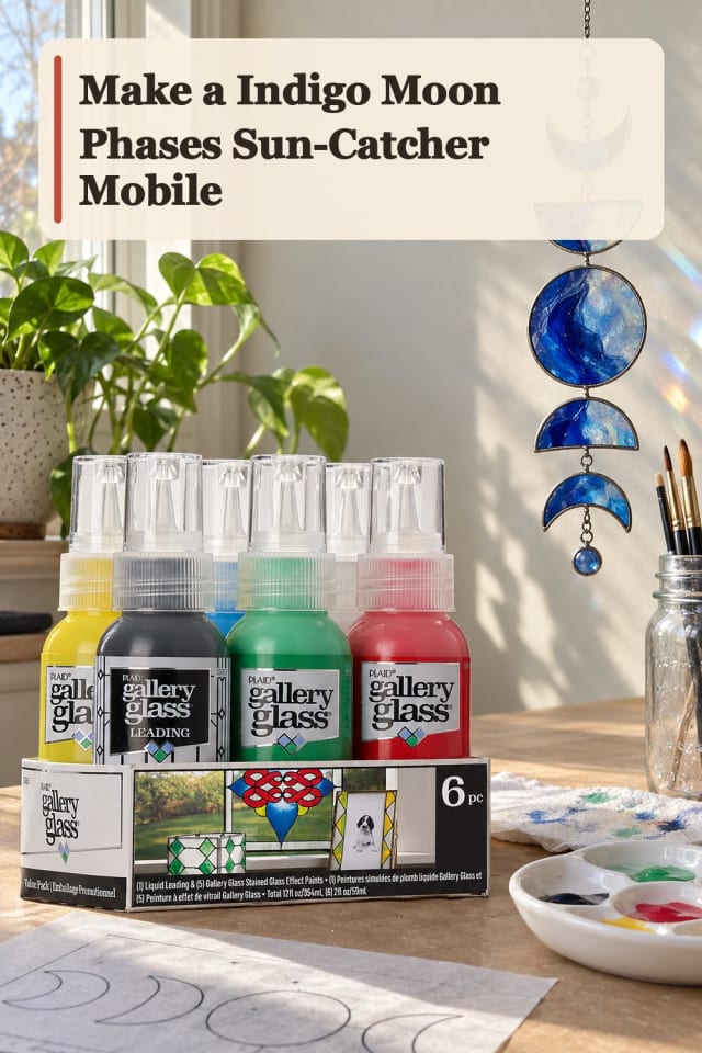 Indigo Moon Phases Sun Catcher Mobile With Faux Stained Glass Supplies maker-lifestyle pin