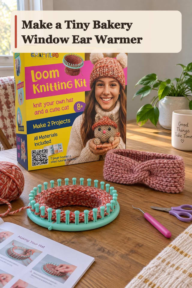 Tiny Bakery Window Ear Warmer With Knitting Loom Supplies maker-lifestyle pin