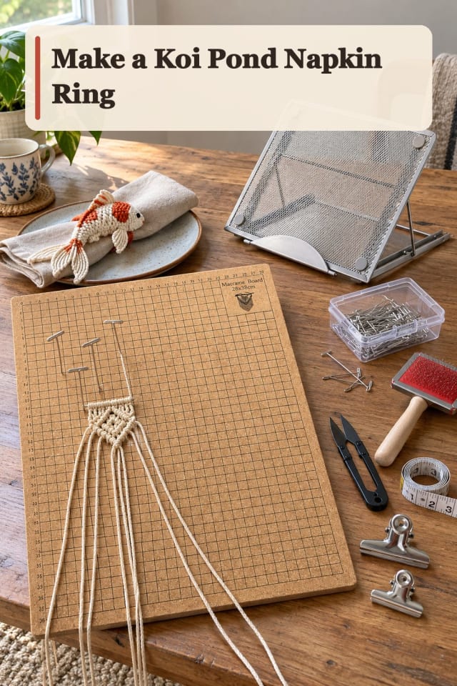 Koi Pond Napkin Ring With Macrame Supplies maker-lifestyle pin