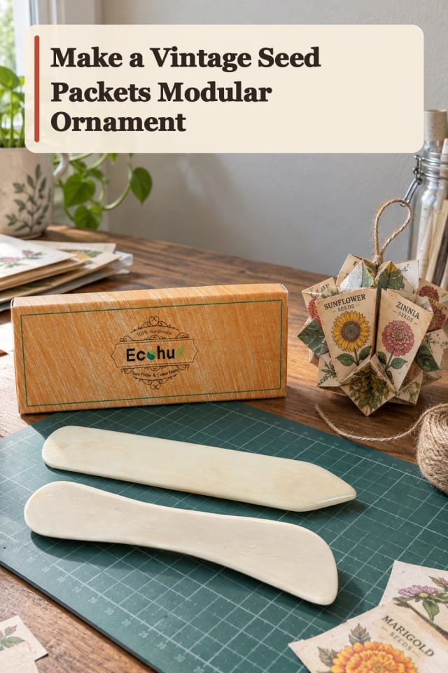 Vintage Seed Packets Modular Ornament With Origami Supplies maker-lifestyle pin