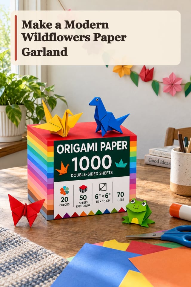 Modern Wildflowers Paper Garland With Origami Supplies maker-lifestyle pin