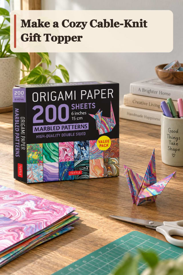 Cozy Cable Knit Gift Topper With Origami Supplies maker-lifestyle pin