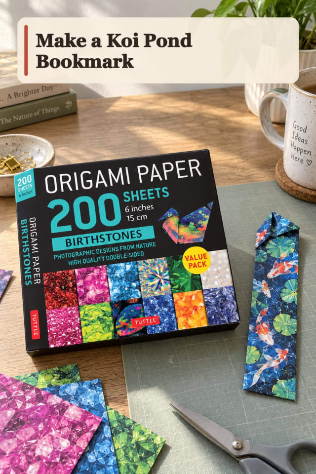 Koi Pond Bookmark With Origami Supplies maker-lifestyle pin