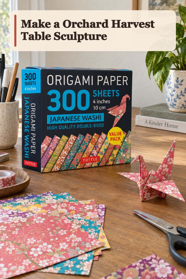 Orchard Harvest Table Sculpture With Origami Supplies maker-lifestyle pin