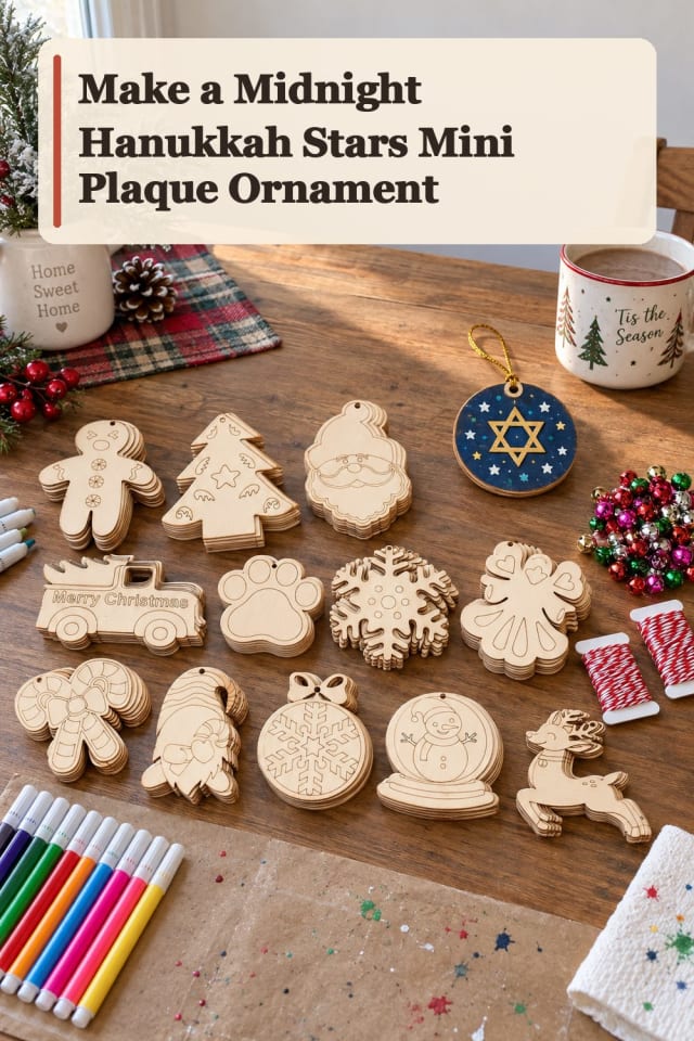 Midnight Hanukkah Stars Mini Plaque Ornament With Ornament Painting Supplies maker-lifestyle pin