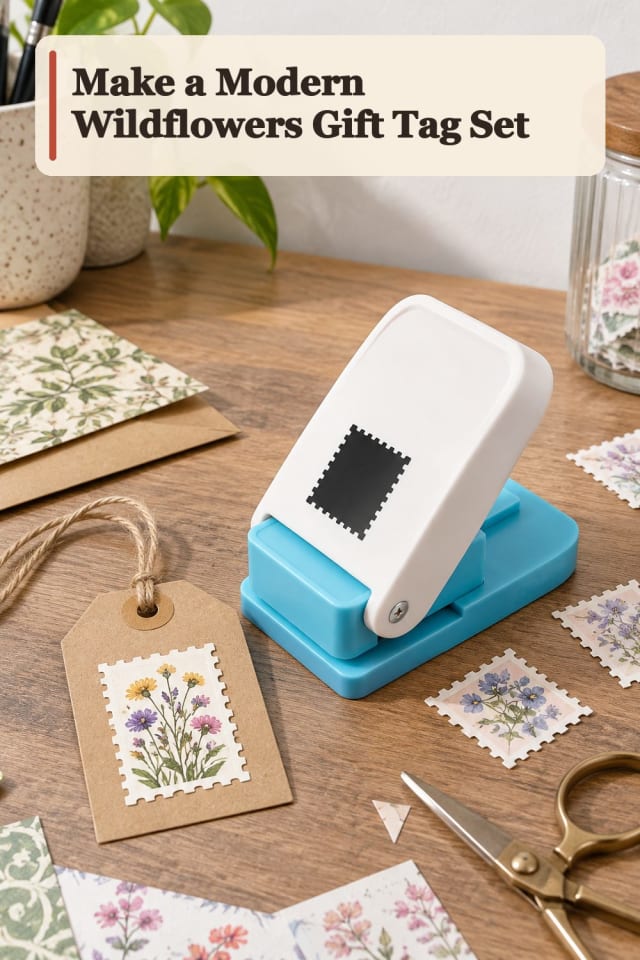 Modern Wildflowers Gift Tag Set With Paper Punch Crafts Supplies maker-lifestyle pin