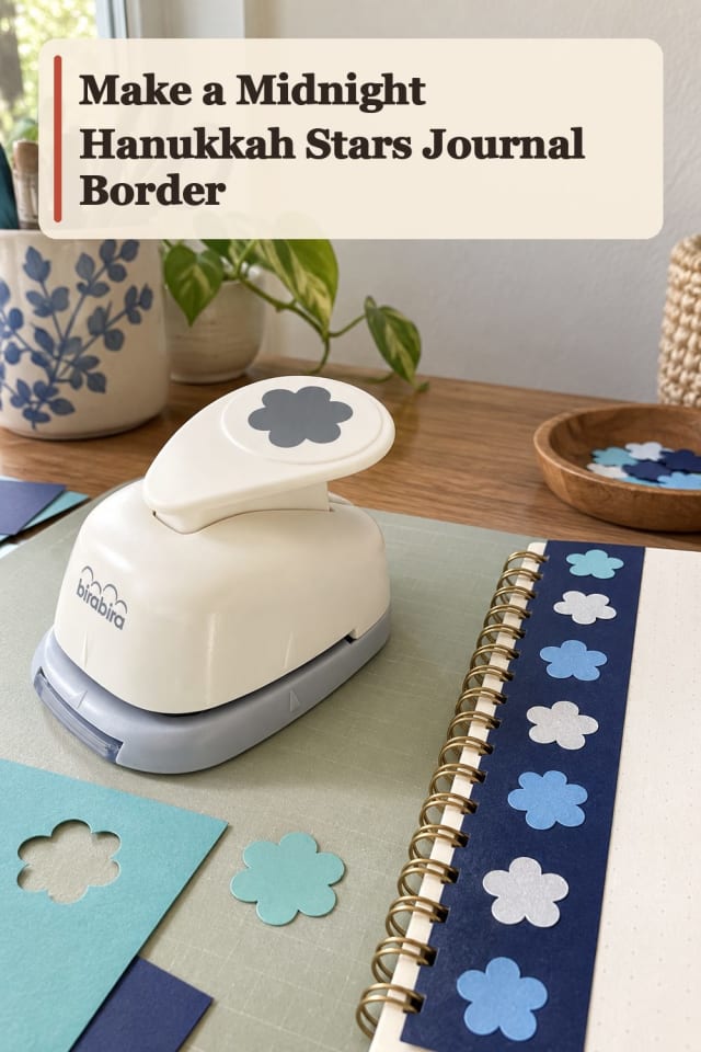 Midnight Hanukkah Stars Journal Border With Paper Punch Crafts Supplies maker-lifestyle pin