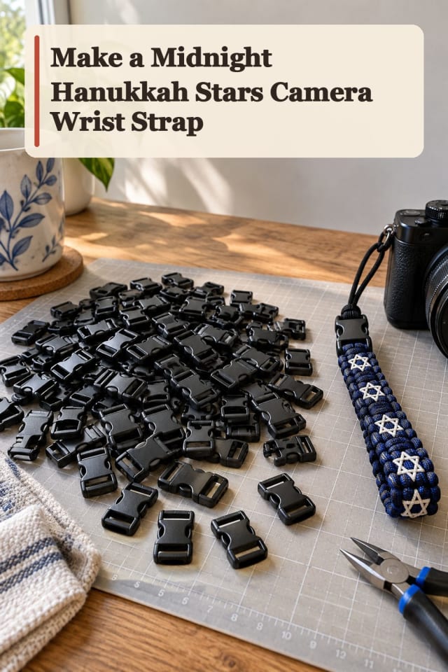 Midnight Hanukkah Stars Camera Wrist Strap With Paracord Supplies maker-lifestyle pin
