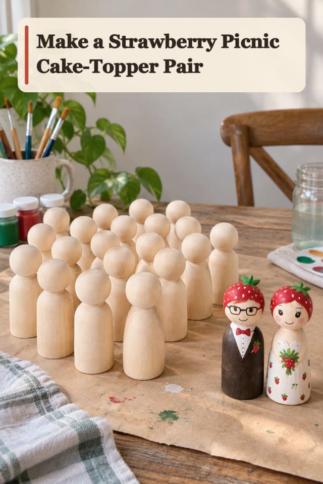 Strawberry Picnic Cake Topper Pair With Peg Doll Painting Supplies maker-lifestyle pin