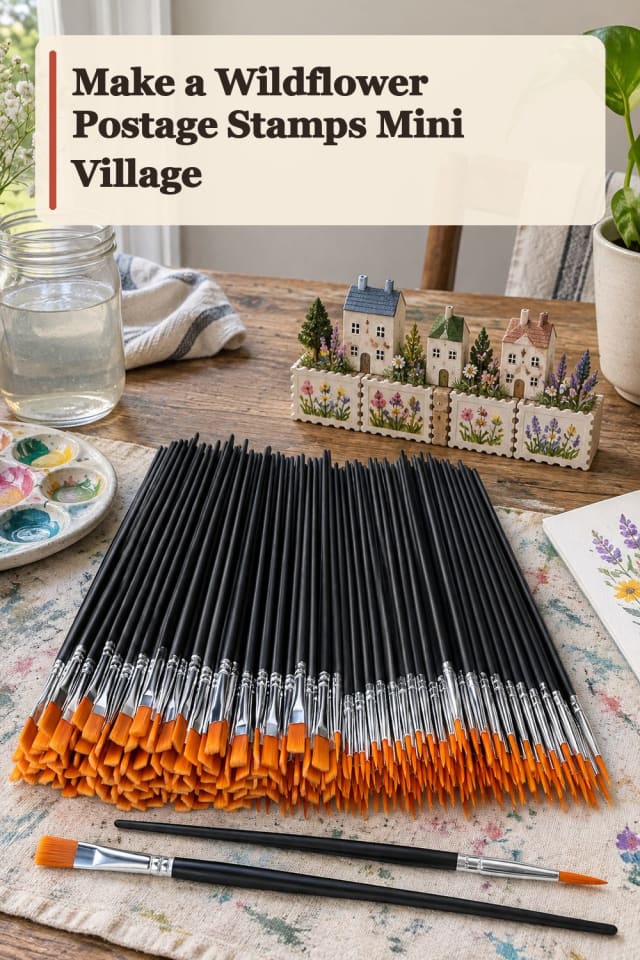 Wildflower Postage Stamps Mini Village With Peg Doll Painting Supplies maker-lifestyle pin