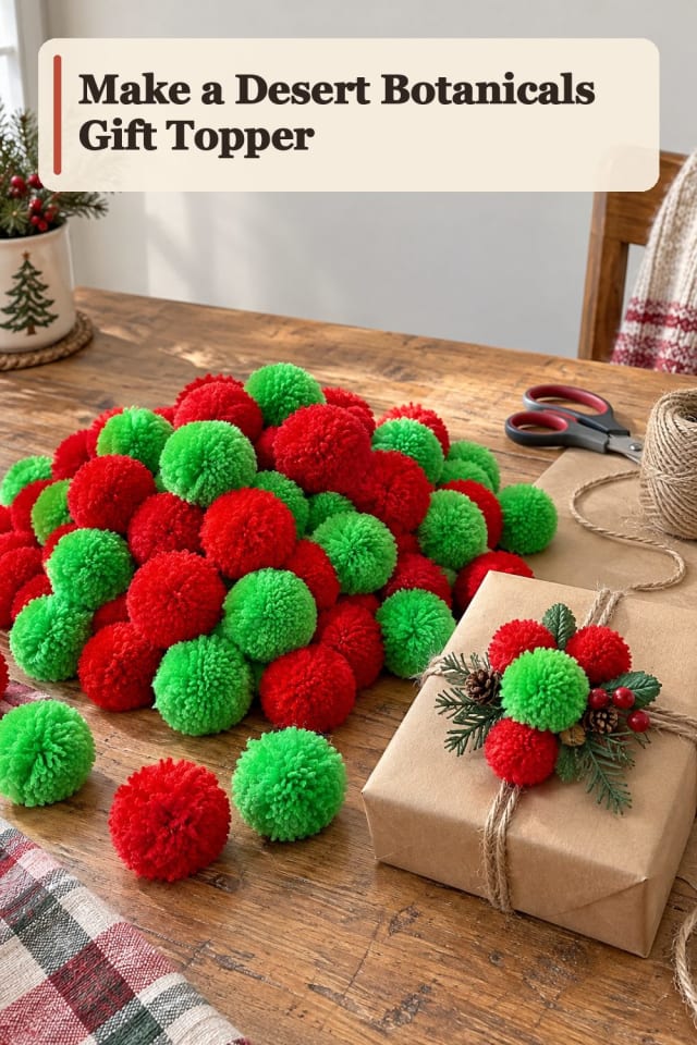 Desert Botanicals Gift Topper With Pom Pom Crafts Supplies maker-lifestyle pin