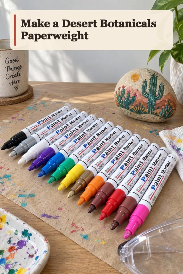 Desert Botanicals Paperweight With Rock Painting Supplies maker-lifestyle pin