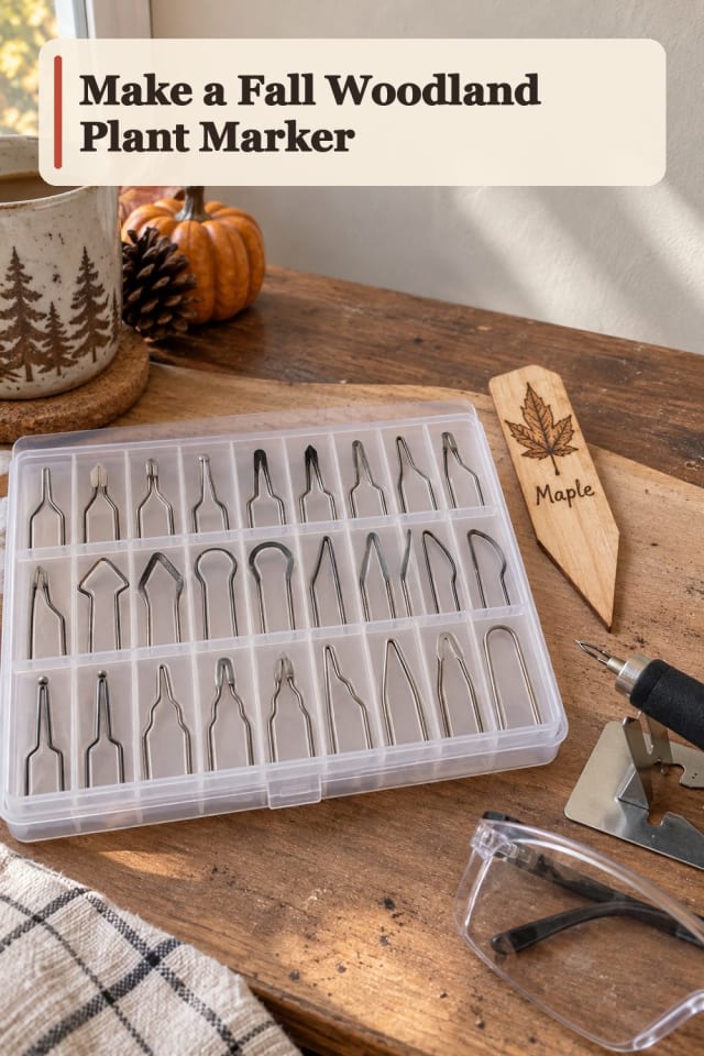 Fall Woodland Plant Marker With Wood Burning Supplies maker-lifestyle pin