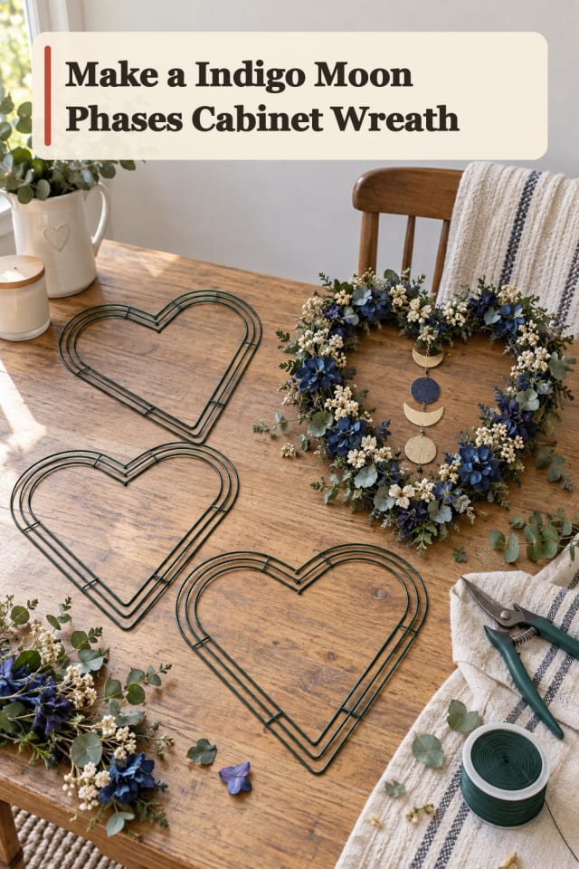 Indigo Moon Phases Cabinet Wreath With Wreath Making Supplies maker-lifestyle pin