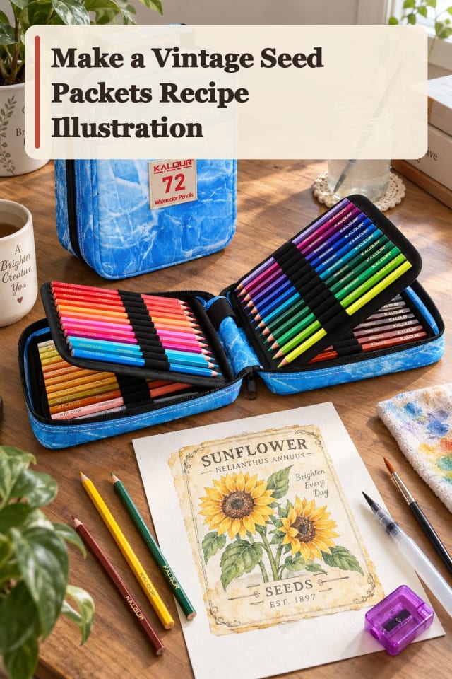 Vintage Seed Packets Recipe Illustration With Watercolor Pencil Supplies maker-lifestyle pin