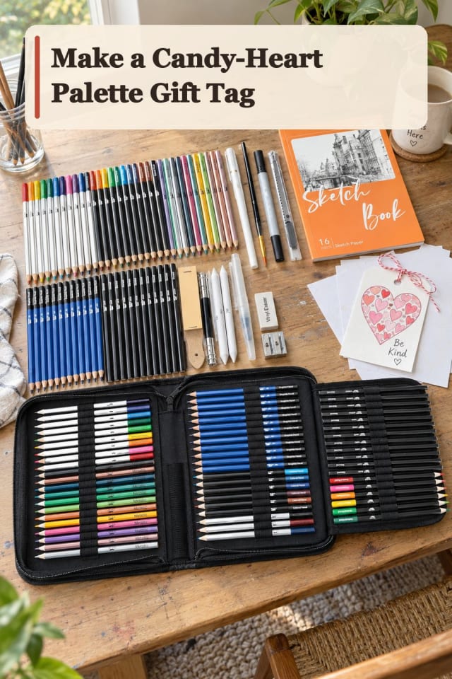 Candy Heart Palette Gift Tag With Watercolor Pencil Supplies maker-lifestyle pin