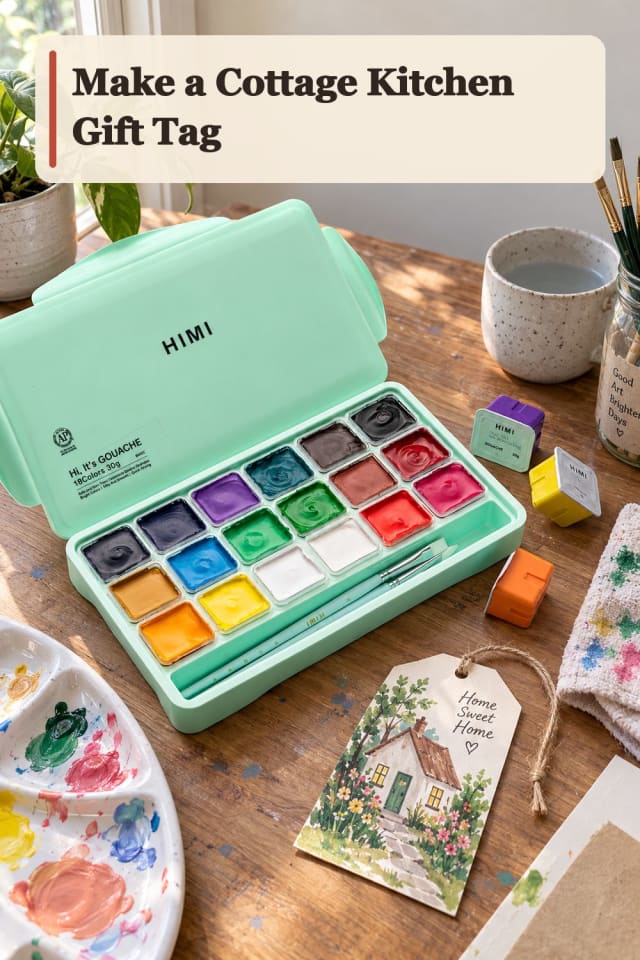 Cottage Kitchen Gift Tag With Gouache Supplies maker-lifestyle pin