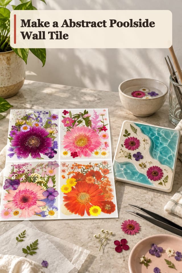Abstract Poolside Wall Tile With Dried Floral Supplies maker-lifestyle pin
